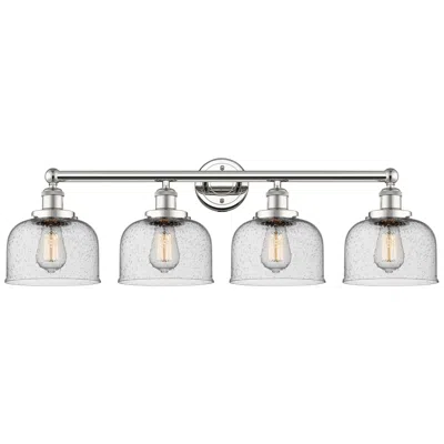 Innovations Lighting Large Bell 33.5"w 4 Light Polished Nickel Bath Light With Seedy Shade