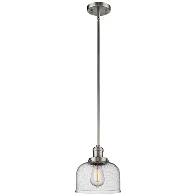 Innovations Lighting Large Bell 8" Wide Nickel And Glass Mini Pendant