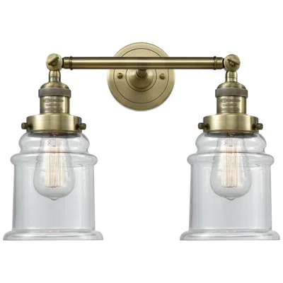 Innovations Lighting Large Canton 17" 2-light Antique Brass Bath Light W/ Clear Shade