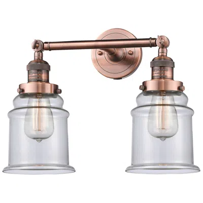 Innovations Lighting Large Canton 17" 2-light Antique Copper Bath Light W/ Clear Shade