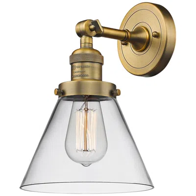 Innovations Lighting Large Cone 10" High Brushed Brass Adjustable Wall Sconce