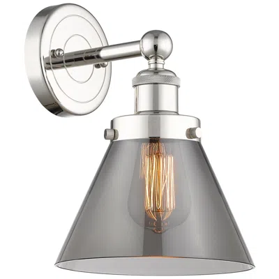 Innovations Lighting Large Cone 11.5"high Polished Nickel Sconce With Plated Smoke Shade