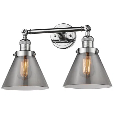 Innovations Lighting Large Cone 18" 2-light Chrome Tiltable Bath Light W/ Smoke Shade