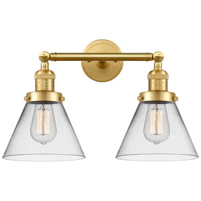 Innovations Lighting Large Cone 18" 2-light Satin Gold Tiltable Bath Light W/ Clear Shade
