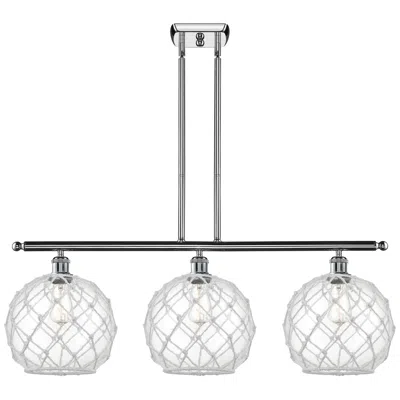 Innovations Lighting Large Farmhouse 36"w 3 Light Chrome Island Light W/ Clear And White Sh