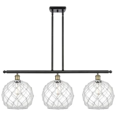 Innovations Lighting Large Farmhouse 36"w 3 Lt Black Brass Island Light W/ Clear And White