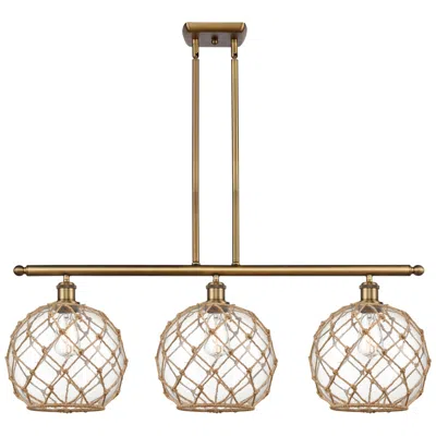 Innovations Lighting Large Farmhouse 36"w 3 Lt Brushed Brass Island Light W/ Clear & Br