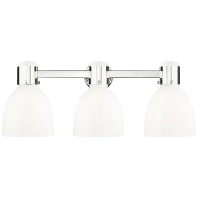 Innovations Lighting Lawton Bell 24"w 3 Light Nickel Wall Bath Light W/ Gloss White Shade