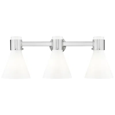 Innovations Lighting Lawton Cone 24"w 3 Light Satin Nickel Bath Light W/ Gloss White Shade In Gray
