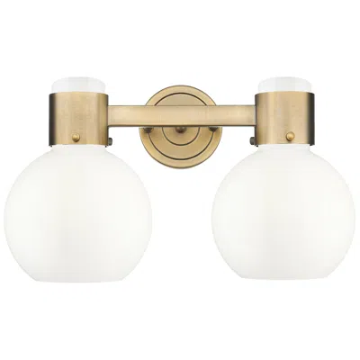 Innovations Lighting Lawton Sphere 16"w 2 Light Brass Wall Bath Light W/ Gloss White Shade