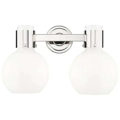 Innovations Lighting Lawton Sphere 16"w 2 Light Nickel Wall Bath Light W/ Gloss White Shade