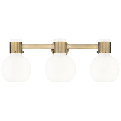 Innovations Lighting Lawton Sphere 24"w 3 Light Brass Wall Bath Light W/ Gloss White Shade