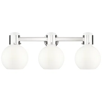 Innovations Lighting Lawton Sphere 24"w 3 Light Nickel Wall Bath Light W/ Gloss White Shade
