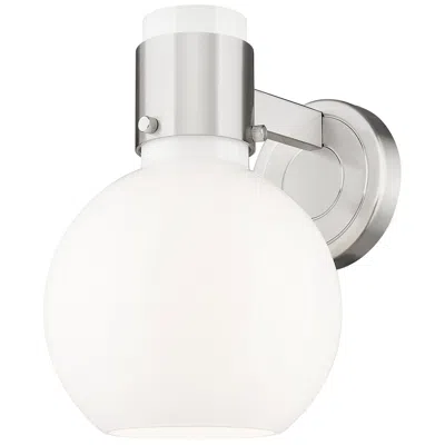 Innovations Lighting Lawton Sphere 8.5"h Satin Nickel Wall Sconce W/ Gloss White Shade
