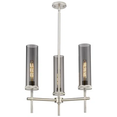 Innovations Lighting Lincoln 21.25" Wide 3 Light Stem Hung Satin Nickel Pendant With Smoke