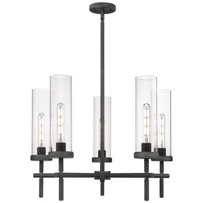 Innovations Lighting Lincoln 26.75" Wide 5 Light Stem Hung Zinc Chandelier W/ Clear Shade