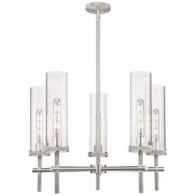 Innovations Lighting Lincoln 26.75" Wide 5 Light Stemmed Satin Nickel Chandelier W/ Clear S