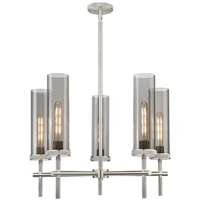 Innovations Lighting Lincoln 26.75" Wide 5 Light Stemmed Satin Nickel Chandelier W/ Smoke S