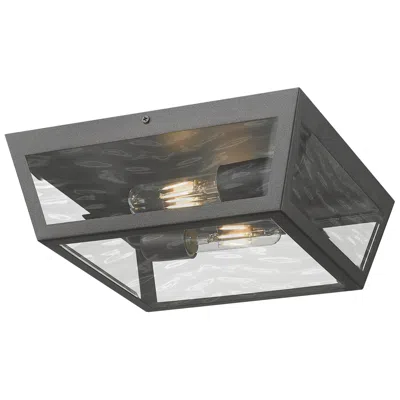 Innovations Lighting Madison 12" 2-light Matte Black Outdoor Flush Mount With Waterglass Shade