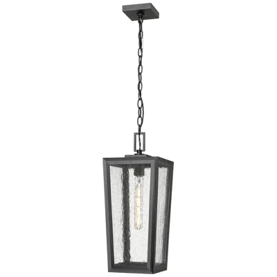 Innovations Lighting Madison 20" Matte Black Coastal Outdoor Pendant With Seeded Glass