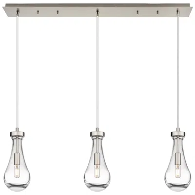 Innovations Lighting Malone 49.75"w 7 Light Brushed Nickel Linear Pendant W/ Striped Clear