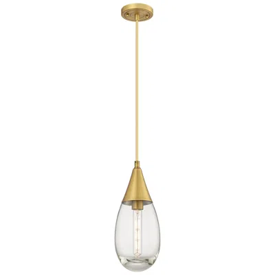 Innovations Lighting Malone 6" Wide Cord Hung Brushed Brass Pendant With Clear Shade