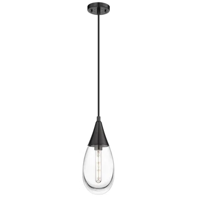 Innovations Lighting Malone 6" Wide Cord Hung Matte Black Pendant With Clear Shade