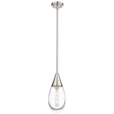 Innovations Lighting Malone 6" Wide Stem Hung Satin Nickel Pendant With Clear Shade