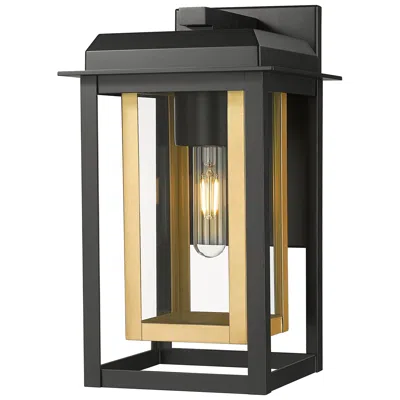 Innovations Lighting Mansfield 13" Matte Black & Brass Coastal Outdoor Sconce With Clear Glass