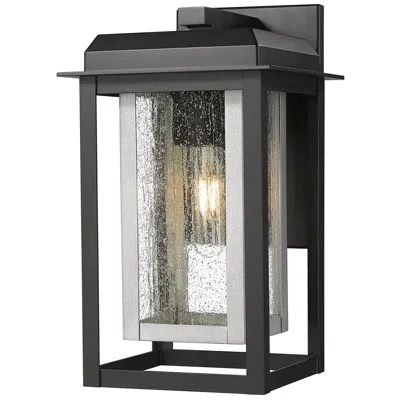 Innovations Lighting Mansfield 13" Matte Black & Silver Coastal Outdoor Sconce With Seeded Glass