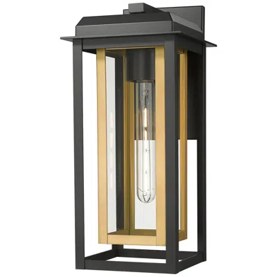 Innovations Lighting Mansfield 17" Matte Black & Brass Coastal Outdoor Sconce With Clear Glass