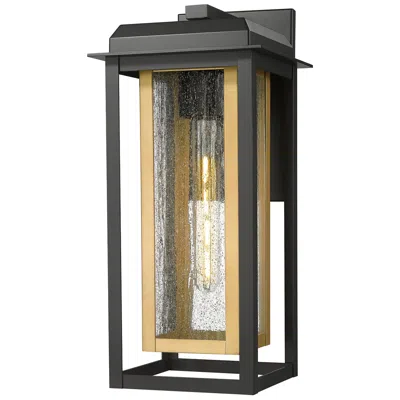 Innovations Lighting Mansfield 17" Matte Black & Brass Coastal Outdoor Sconce With Seeded Glass