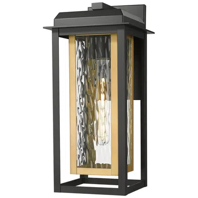 Innovations Lighting Mansfield 17" Matte Black & Brass Coastal Outdoor Sconce With Water Glass