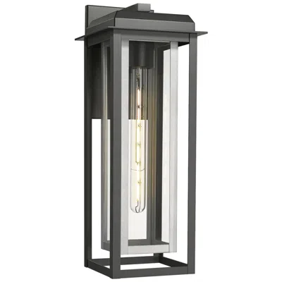 Innovations Lighting Mansfield 20" Matte Black & Silver Coastal Outdoor Sconce With Clear Glass