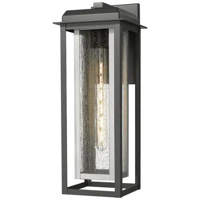Innovations Lighting Mansfield 20" Matte Black & Silver Coastal Outdoor Sconce With Seeded Glass