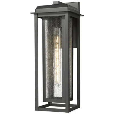 Innovations Lighting Mansfield 20" Matte Black Coastal Outdoor Sconce With Seeded Glass