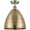 Innovations Lighting Metal Bristol  12" Semi-flush Mount - Antique Brass - Antique Brass Sh In Gold