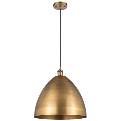 Innovations Lighting Metal Bristol 16"w Brushed Brass Corded Pendant W/ Black Shade