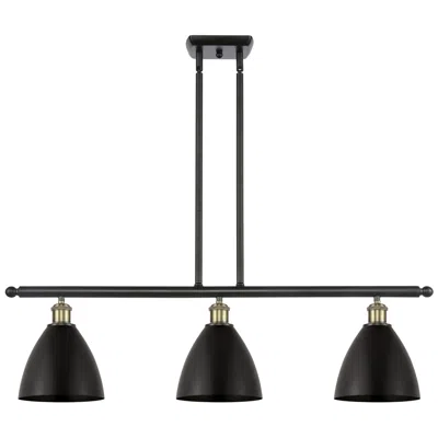 Innovations Lighting Metal Bristol 36"w 3 Light Black Brass Island Light W/ 7.5" Black