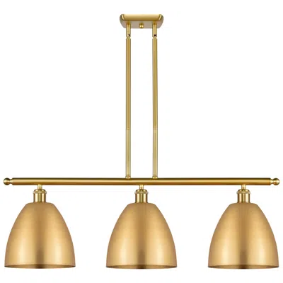 Innovations Lighting Metal Bristol 36"w 3 Light Satin Gold Led Island Light W/ 9" Shad