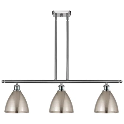 Innovations Lighting Metal Bristol 36"w 3 Light Satin Nickel Island Light W/ 7.5" Shad In Gray