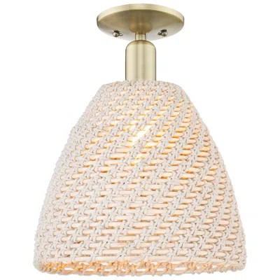 Innovations Lighting Natural Ballston Dome 12"w Antique Brass Semi-flush With Fiber Shade