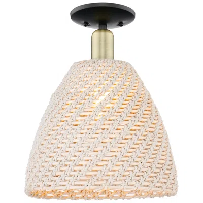 Innovations Lighting Natural Ballston Dome 12"w Black Brass Semi-flush With Fiber Shade