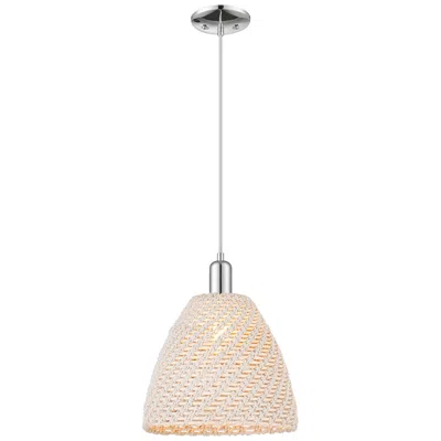 Innovations Lighting Natural Ballston Dome 12"w Chrome Cord Mini Pendant With Fiber Shade
