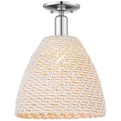 Innovations Lighting Natural Ballston Dome 12"w Chrome Semi-flush With Natural Fiber Shade