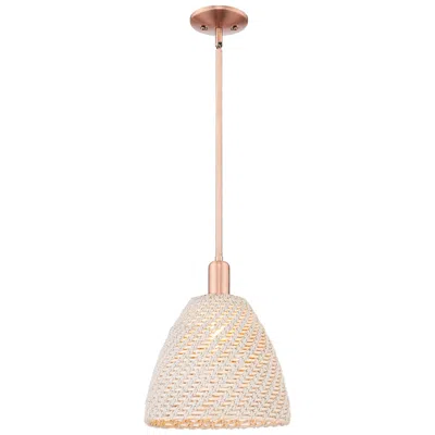 Innovations Lighting Natural Ballston Dome 12"w Copper Stem Mini Pendant With Fiber Shade
