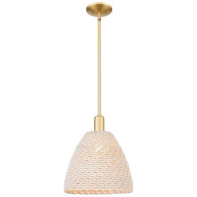 Innovations Lighting Natural Ballston Dome 12"w Satin Gold Stem Mini Pendant W/ Fiber Shade
