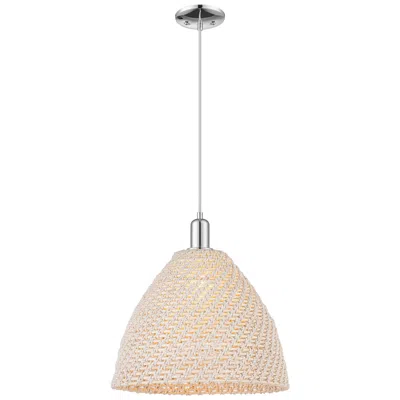 Innovations Lighting Natural Ballston Dome 16"w Chrome Cord Mini Pendant With Fiber Shade