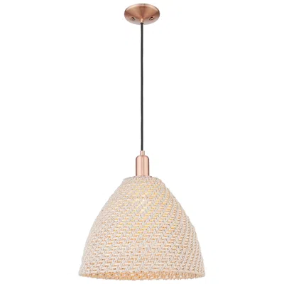 Innovations Lighting Natural Ballston Dome 16"w Copper Cord Mini Pendant With Fiber Shade