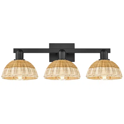 Innovations Lighting Natural Ballston Dome 26"w 3-lt Black Bath-lt W/ Basketweave Shade